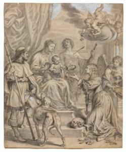 The Virgin and Child, with Saints Roch and Sebastian, a donor (?) and an angel and putti