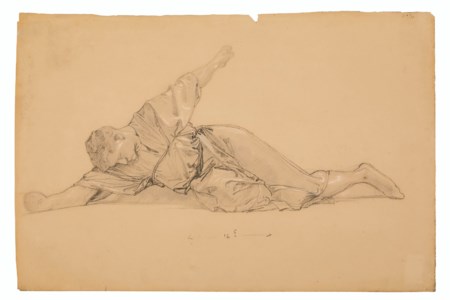 Study of a reclining man, his arms outstretched