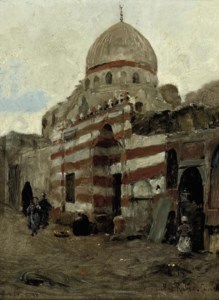 Figures on a street in Cairo