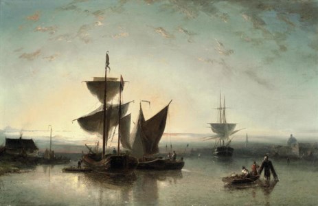 Shipping on a calm near a harbour