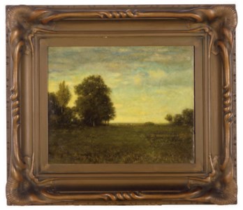 A meadow with trees