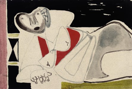 Reclining figure in red