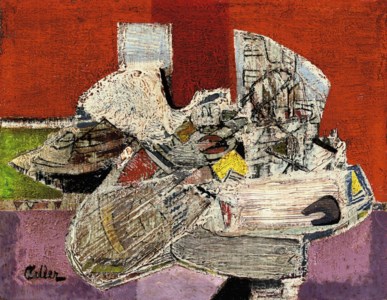 Abstract composition (Red and Lilac)