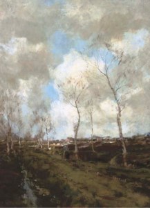 Heideweg in Drenthe: birches along a country path