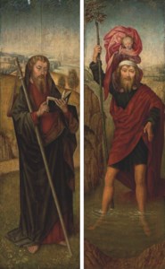 The wings of a triptych: Saint Christopher; and Saint James the Greater