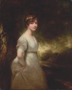Portrait of Lady Godolphin, three-quarter-length, in a white dress and a jewelled headband