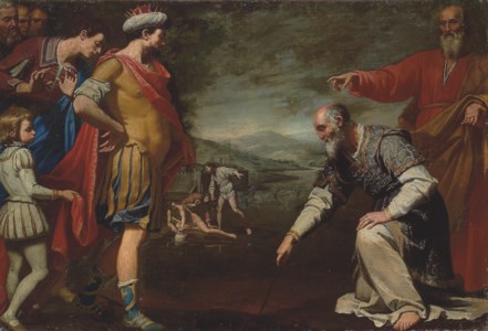 Consul Gaius Popillius drawing a circle around King Antiochus IV