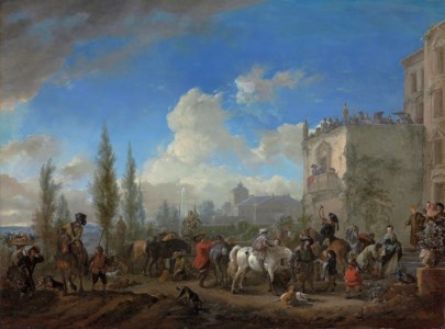 The departure of a hunting party