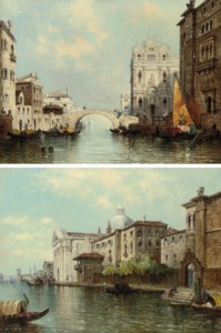 A Venetian capriccio; and Gondolas on a canal