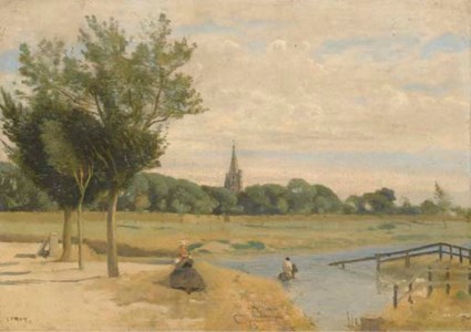 Jean-Baptiste-Camille Corot, L'abreuvoir; vue prise près des remparts, avec la Tour de la Lanterne, La Rochelle