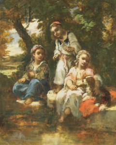 Enfants turques avec un chien