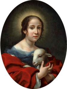 The artist's wife, Teresa Bucherelli, as Saint Agnes