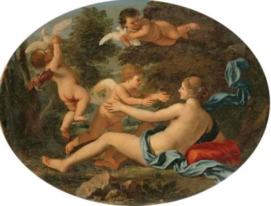 Venus awakened by Cupid