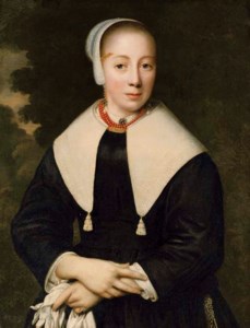 Portrait of a lady, three-quarter-length, with a coral necklace