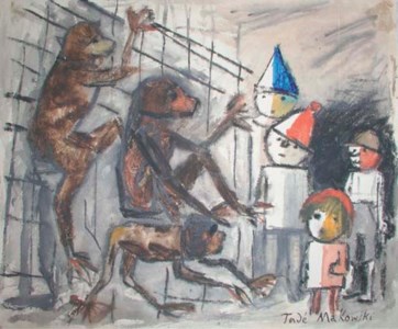 Singes et quatre enfants