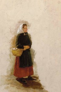 An Antibes woman carrying a basket