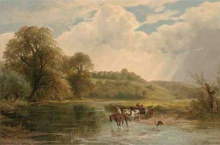 Fording the river, the vale of Evesham