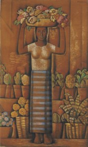 Young Woman Carrying Flowers
