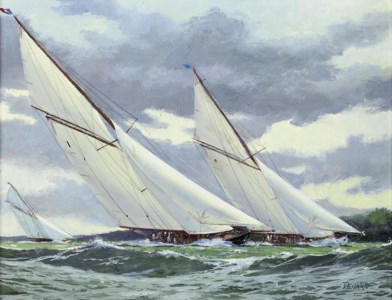 Britannia and Lulworth battling it out off Norris Castle, 1930