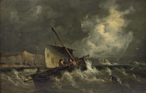Fishing boats in a heavy swell off Hastings