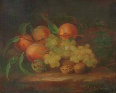 Still Life with Peaches, Grapes and Walnut