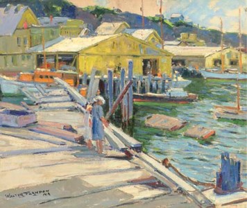 Figures Along a Dock