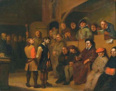 The accused before a judge and jury