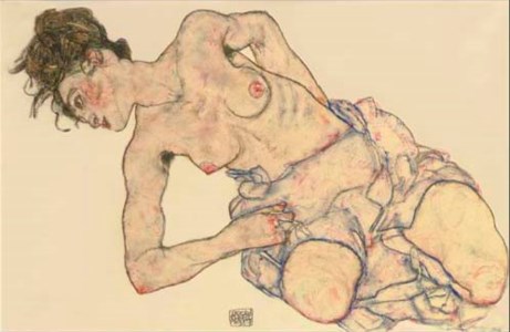Egon Schiele, Kniender weiblicher Halbakt
