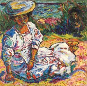 Ernst Ludwig Kirchner, Frauenbildnis in weissem Kleid ( recto ); Adam und Eva ( verso )