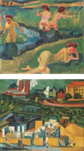 Hermann Max Pechstein, Vier Badende ( recto ); Baustelle in Schmargendorf ( verso )