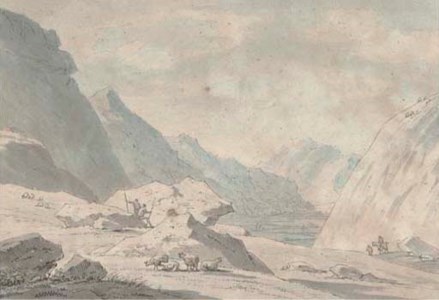 From the top of the mountain, Kirkstone, looking down on Brother's Dale and Water Place Fell in the distance, Westmorland