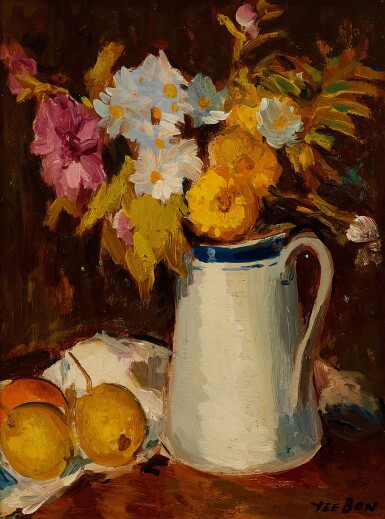 Yee Bon (Yu Ben)  余本 | Flowers in jar and fruits 瓶花與果