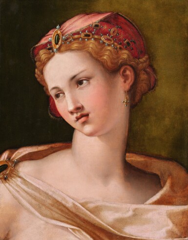 An idealized female figure, bust-length, probably an allegory of beauty