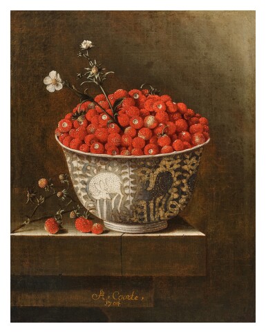 Still Life of a Porcelain Bowl with Wild Strawberries