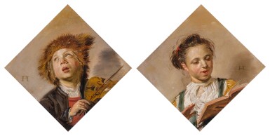 Frans Hals, Boy, Possibly Frans Hals (II), Playing the Violin; Girl, Possibly Sara Hals, Singing