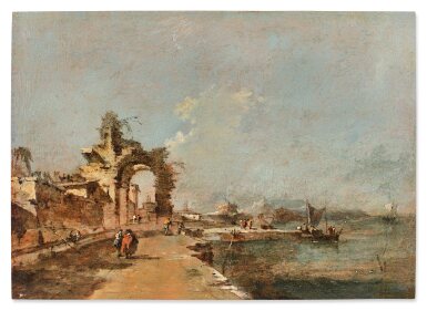 Capriccio of a Lagoon with Figures and a Ruined Arch Beyond