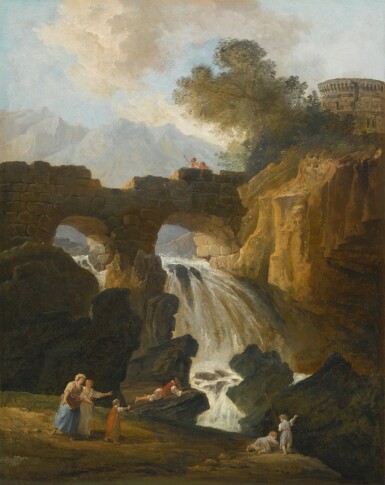 View of the Ponte Lucano, near Tivoli, and the Tomb of the Plautii
