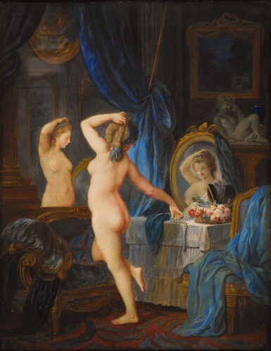 A woman at her toilette