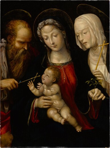 GIOVANNI ANTONIO BAZZI, CALLED SODOMA, Madonna and Child with Saints Jerome and Catherine of Siena