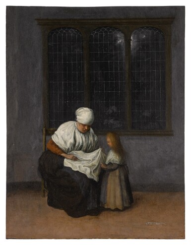 Jacobus Vrel, Old woman seated with a young girl before a window