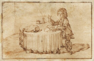 Portrait of Serafino Falzacappa, studying at a table