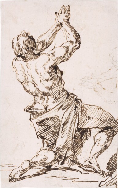 Recto: Study of a man kneeling, looking upwards, his hands joined in prayer Verso: Various subsidiary studies for the same figure