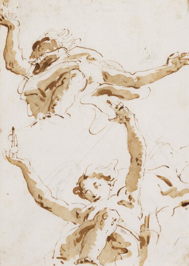 Study of two figures seen from below