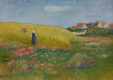 Paysannes dans un champ de blé au Pouldu
