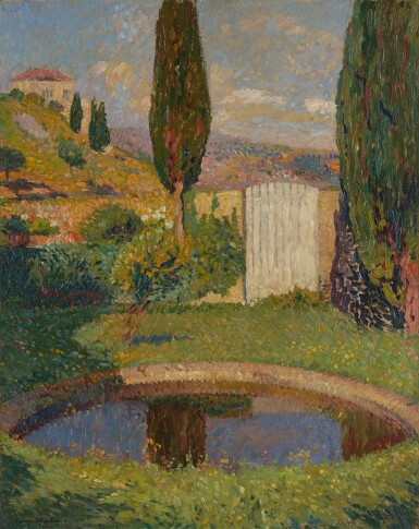 Bassin ouest du Parc de Marquayrol avec vue sur l'atelier d'Henri Martin