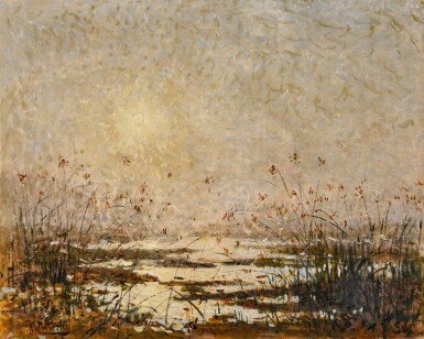 Coucher de soleil sur le marais fleur