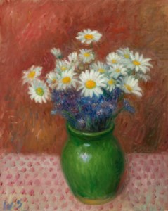Daisies in a Green Jug