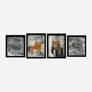 Collection of four sketches for chair designs