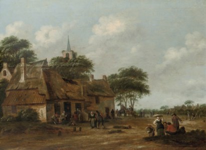 A village street with figures
