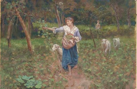 A shepherdess in a pastoral landscape